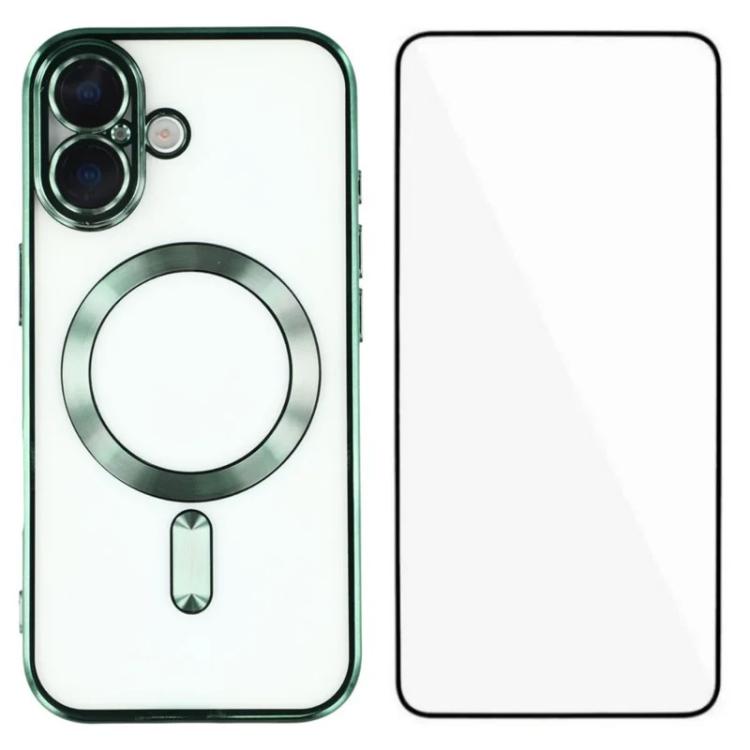 WANLONFENG CD Magnetic Electroplated TPU Phone Case with Screen Protector, For iPhone 17 Pro Max, For iPhone 17 Pro, For iPhone 17