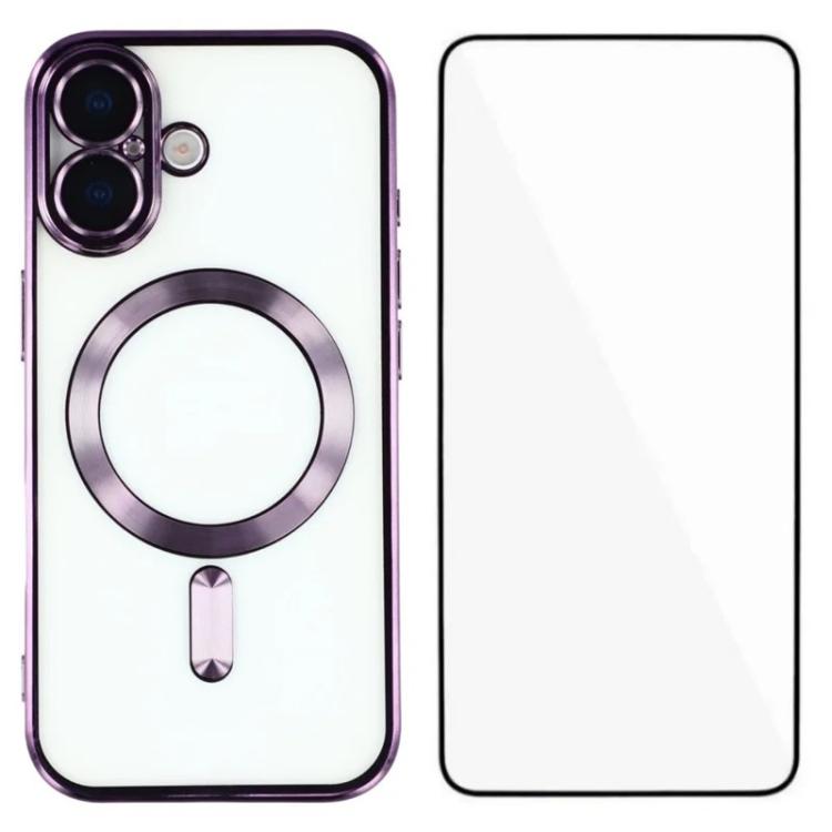 WANLONFENG CD Magnetic Electroplated TPU Phone Case with Screen Protector, For iPhone 17 Pro Max, For iPhone 17 Pro, For iPhone 17