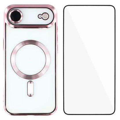 WANLONFENG CD Magnetic Electroplated TPU Phone Case with Screen Protector, For iPhone Air, For iPhone 16 Pro Max, For iPhone 16 Pro