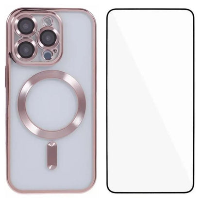 WANLONFENG CD Magnetic Electroplated TPU Phone Case with Screen Protector, For iPhone Air, For iPhone 16 Pro Max, For iPhone 16 Pro