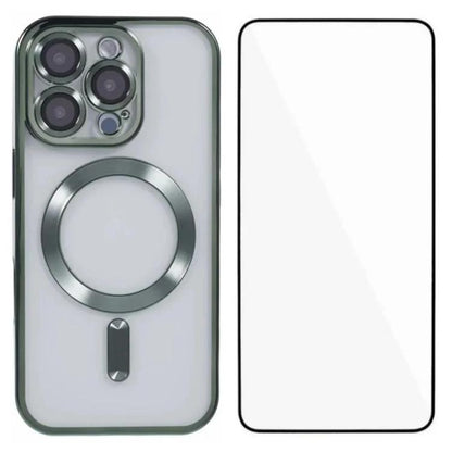 WANLONFENG CD Magnetic Electroplated TPU Phone Case with Screen Protector, For iPhone Air, For iPhone 16 Pro Max, For iPhone 16 Pro