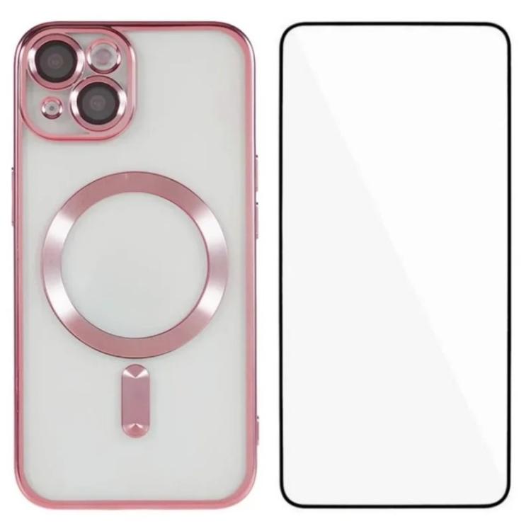 WANLONFENG CD Magnetic Electroplated TPU Phone Case with Screen Protector, For iPhone 13, For iPhone 12, For iPhone 12 Pro Max