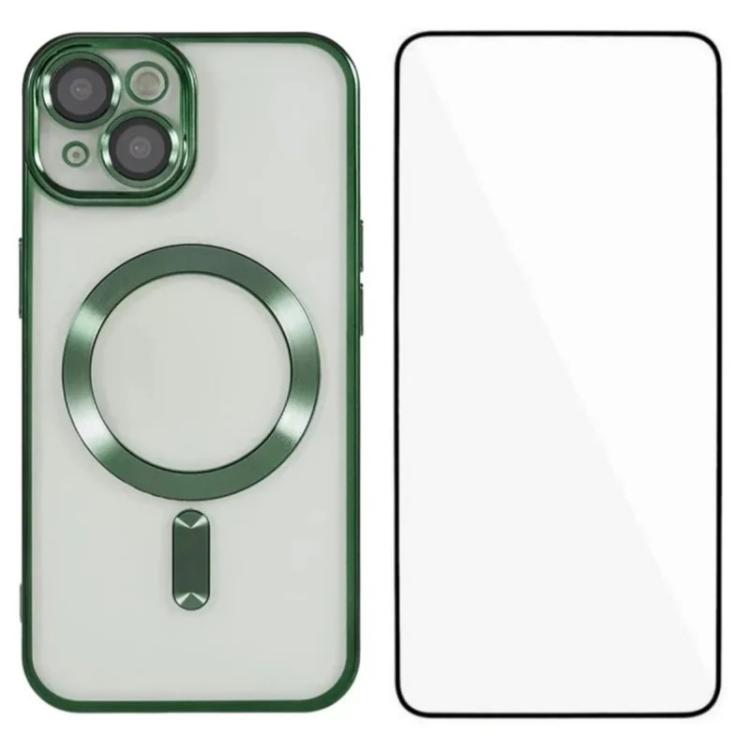 WANLONFENG CD Magnetic Electroplated TPU Phone Case with Screen Protector, For iPhone 13, For iPhone 12, For iPhone 12 Pro Max