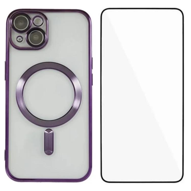 WANLONFENG CD Magnetic Electroplated TPU Phone Case with Screen Protector, For iPhone 13, For iPhone 12, For iPhone 12 Pro Max