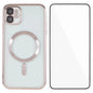WANLONFENG CD Magnetic Electroplated TPU Phone Case with Screen Protector, For iPhone 13, For iPhone 12, For iPhone 12 Pro Max
