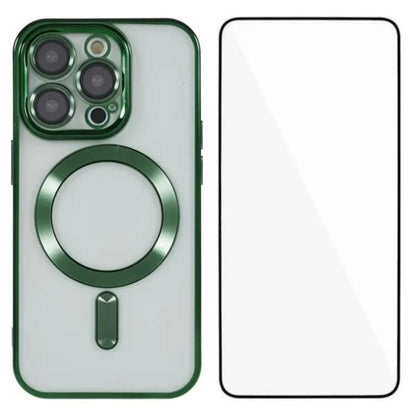 WANLONFENG CD Magnetic Electroplated TPU Phone Case with Screen Protector, For iPhone 12 Pro, For iPhone 11 Pro Max, For iPhone 11