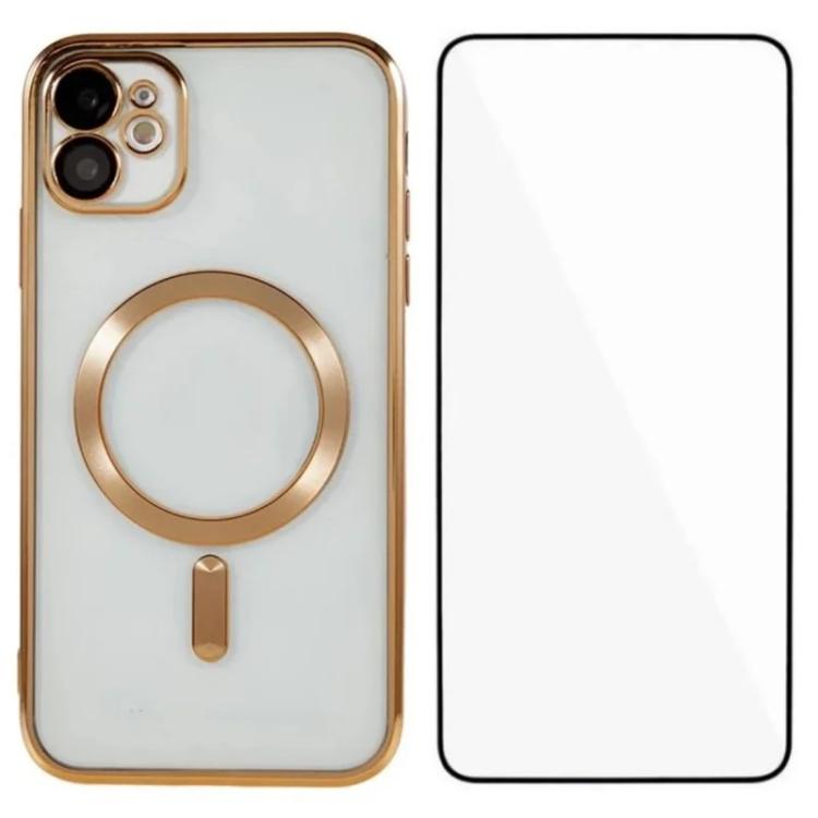 WANLONFENG CD Magnetic Electroplated TPU Phone Case with Screen Protector, For iPhone 12 Pro, For iPhone 11 Pro Max, For iPhone 11