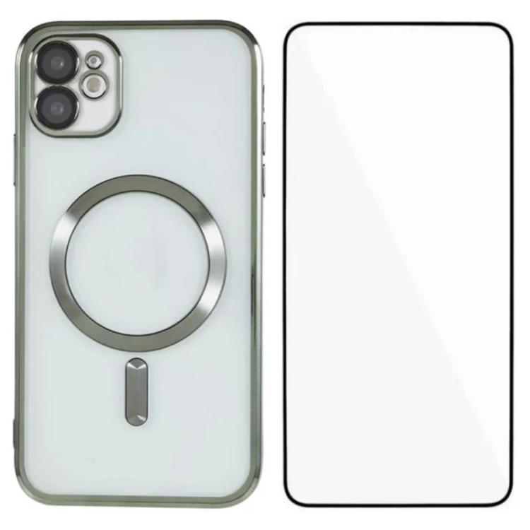 WANLONFENG CD Magnetic Electroplated TPU Phone Case with Screen Protector, For iPhone 12 Pro, For iPhone 11 Pro Max, For iPhone 11
