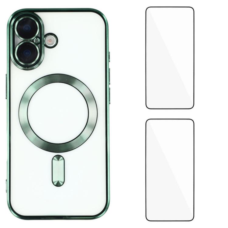 WANLONFENG CD Magnetic Electroplated TPU Phone Case with 2pcs Screen Films, For iPhone 17 Pro Max, For iPhone 17 Pro, For iPhone 17
