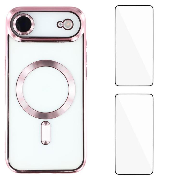 WANLONFENG CD Magnetic Electroplated TPU Phone Case with 2pcs Screen Films, For iPhone Air, For iPhone 16 Pro Max, For iPhone 16 Pro
