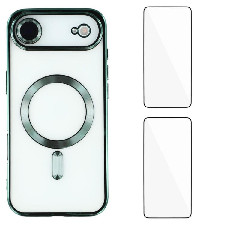 WANLONFENG CD Magnetic Electroplated TPU Phone Case with 2pcs Screen Films, For iPhone Air, For iPhone 16 Pro Max, For iPhone 16 Pro
