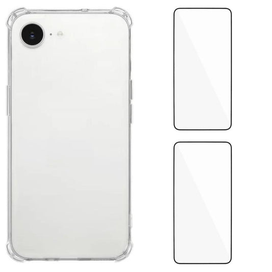 WANLONFENG 1.5mm Airbag Corners TPU Phone Case with 2pcs Screen Films, For iPhone 17e / 16e, For iPhone 17 Pro Max, For iPhone 17 Pro, For iPhone 17, For iPhone Air, For iPhone 16 Pro Max, For iPhone 16 Pro, For iPhone 16, For iPhone 15 Pro Max        ...