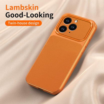 WANLONFENG Lambskin Texture PC TPU Phone Case with 2pcs Screen Films, For iPhone 14 Pro, For iPhone 14 Pro Max, For iPhone 13 Pro Max, For iPhone 13 Pro