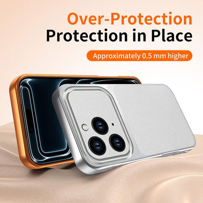 WANLONFENG Lambskin Texture PC TPU Phone Case with 2pcs Screen Films, For iPhone 14 Pro, For iPhone 14 Pro Max, For iPhone 13 Pro Max, For iPhone 13 Pro