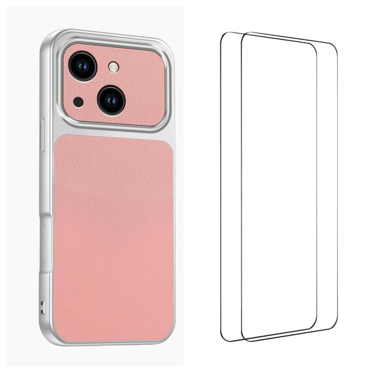 WANLONFENG Lambskin Texture PC TPU Phone Case with 2pcs Screen Films, For iPhone 13, For iPhone 12, For iPhone 12 Pro Max, For iPhone 12 Pro