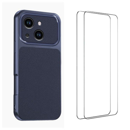 WANLONFENG Lambskin Texture PC TPU Phone Case with 2pcs Screen Films, For iPhone 13, For iPhone 12, For iPhone 12 Pro Max, For iPhone 12 Pro