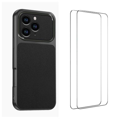 WANLONFENG Lambskin Texture PC TPU Phone Case with 2pcs Screen Films, For iPhone 11 Pro Max, For iPhone 11, For iPhone 11 Pro