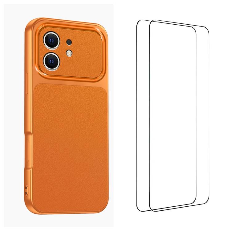 WANLONFENG Lambskin Texture PC TPU Phone Case with 2pcs Screen Films, For iPhone 11 Pro Max, For iPhone 11, For iPhone 11 Pro