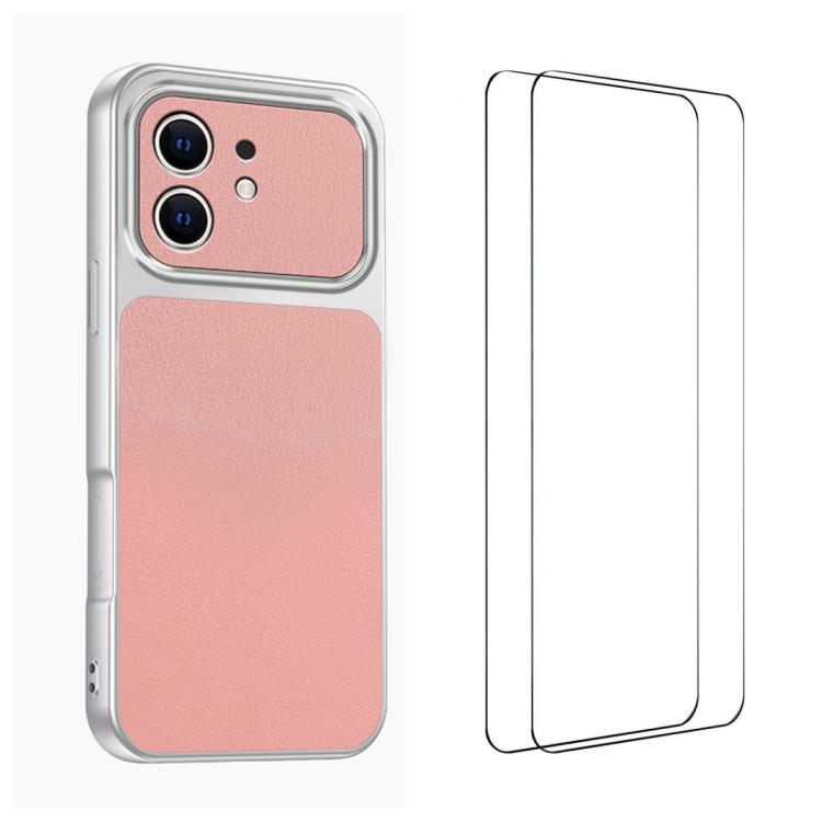 WANLONFENG Lambskin Texture PC TPU Phone Case with 2pcs Screen Films, For iPhone 11 Pro Max, For iPhone 11, For iPhone 11 Pro