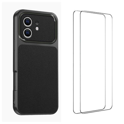 WANLONFENG Lambskin Texture PC TPU Phone Case with 2pcs Screen Films, For iPhone 11 Pro Max, For iPhone 11, For iPhone 11 Pro