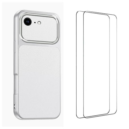 WANLONFENG Lambskin Texture PC TPU Phone Case with 2pcs Screen Films, For iPhone 17e / 16e, For iPhone 17 Pro Max, For iPhone 17 Pro, For iPhone 17