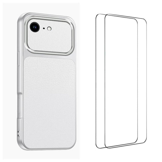 WANLONFENG Lambskin Texture PC TPU Phone Case with 2pcs Screen Films, For iPhone 17e / 16e, For iPhone 17 Pro Max, For iPhone 17 Pro, For iPhone 17