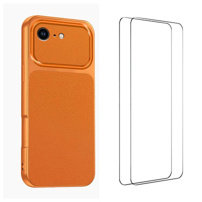 WANLONFENG Lambskin Texture PC TPU Phone Case with 2pcs Screen Films, For iPhone 17e / 16e, For iPhone 17 Pro Max, For iPhone 17 Pro, For iPhone 17
