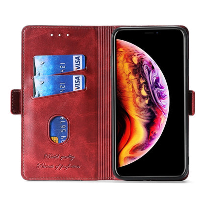 Retro Texture Contrast Color Side Buckle Horizontal Flip Leather Case with Holder & Card Slots & Wallet