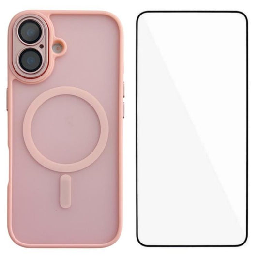 WANLONFENG Skin-feel Magnetic PC Hybrid TPU Phone Case with Screen Protector, For iPhone 17, For iPhone Air, For iPhone 16 Pro Max, For iPhone 16 Pro