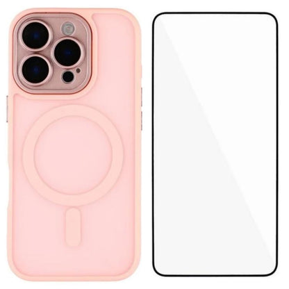 WANLONFENG Skin-feel Magnetic PC Hybrid TPU Phone Case with Screen Protector, For iPhone 13 Pro, For iPhone 13