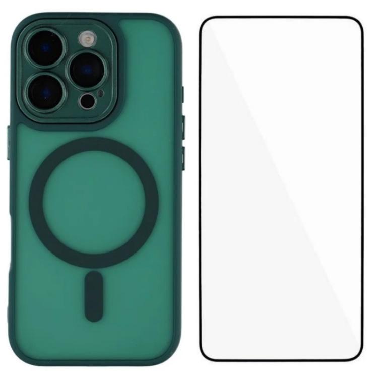 WANLONFENG Skin-feel Magnetic PC Hybrid TPU Phone Case with Screen Protector, For iPhone 13 Pro, For iPhone 13