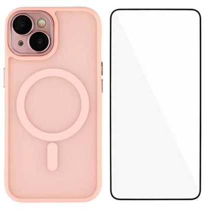 WANLONFENG Skin-feel Magnetic PC Hybrid TPU Phone Case with Screen Protector, For iPhone 13 Pro, For iPhone 13