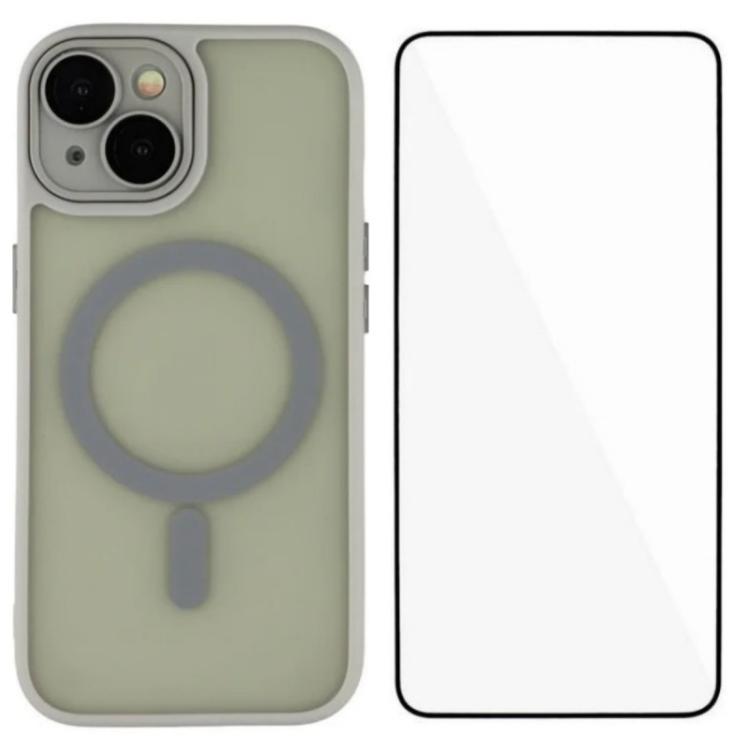 WANLONFENG Skin-feel Magnetic PC Hybrid TPU Phone Case with Screen Protector, For iPhone 13 Pro, For iPhone 13