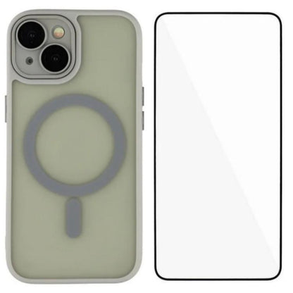 WANLONFENG Skin-feel Magnetic PC Hybrid TPU Phone Case with Screen Protector, For iPhone 13 Pro, For iPhone 13