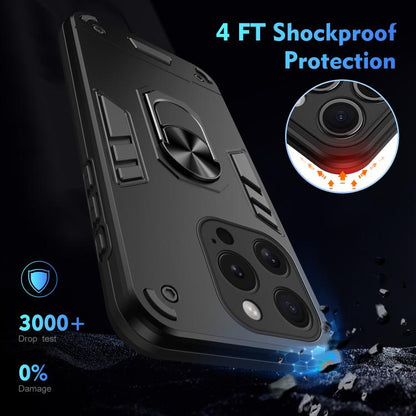 WANLONFENG Armor Kickstand Shockproof Phone Case with 2pcs Screen Films, For iPhone 15 Pro, For iPhone 15