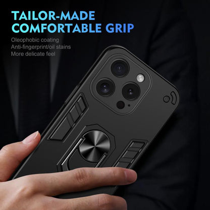 WANLONFENG Armor Kickstand Shockproof Phone Case with 2pcs Screen Films, For iPhone 15 Pro, For iPhone 15