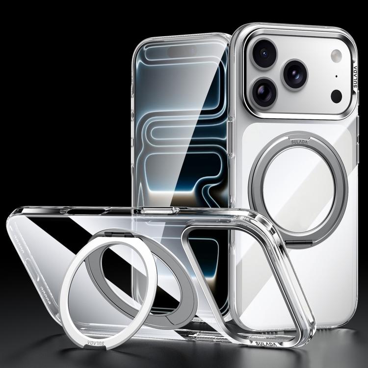 SULADA 360 Degree Rotation Magnetic Holder Clear PC Phone Case, For iPhone 18 Pro, For iPhone 18 Pro Max, For iPhone 17 Pro Max, For iPhone 17 Pro, For iPhone 17