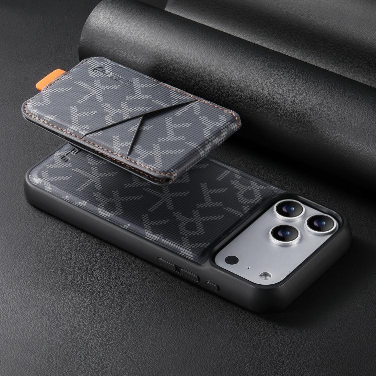 ESEBLE E5 Letter Pattern Detachable Card Holder Magnetic RFID Phone Case, For iPhone 15 Pro Max, For iPhone 15 Pro, For iPhone 15