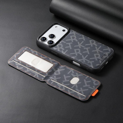ESEBLE E5 Letter Pattern Detachable Card Holder Magnetic RFID Phone Case, For iPhone 15 Pro Max, For iPhone 15 Pro, For iPhone 15