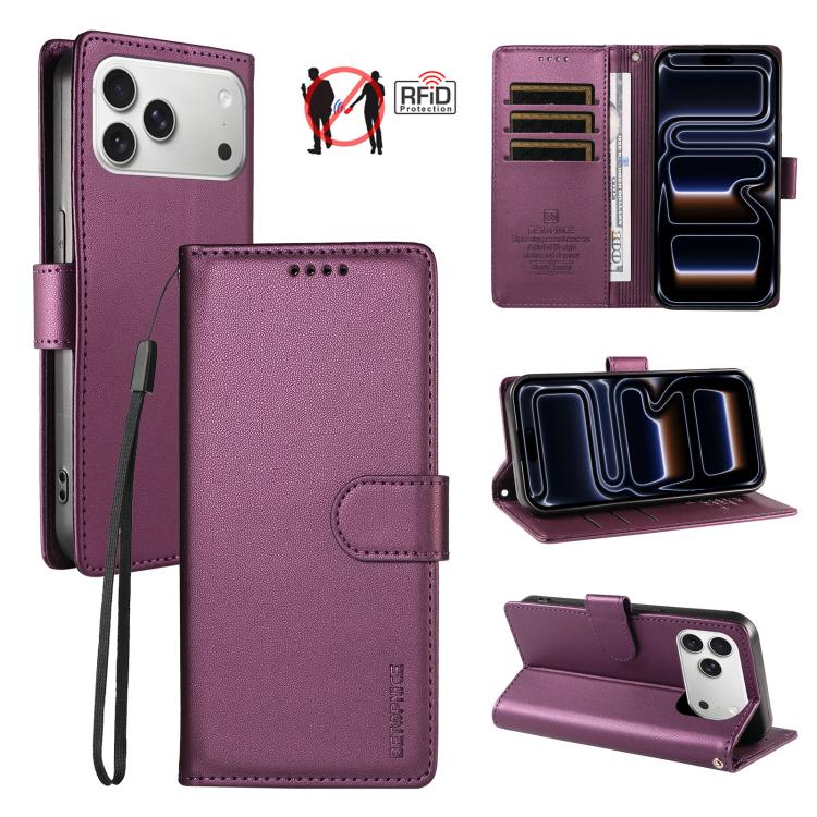 BETOPNICE Pearlescent RFID Vegan Leather Phone Case with Strap, For iPhone 17 Pro Max, For iPhone 17 Pro, For iPhone 17, For iPhone Air