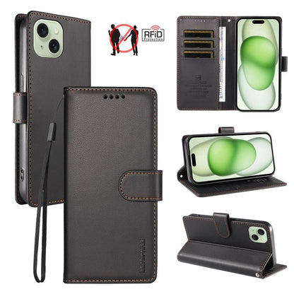 BETOPNICE Pearlescent RFID Vegan Leather Phone Case with Strap, For iPhone 15 Pro Max, For iPhone 15 Pro, For iPhone 15 Plus, For iPhone 15