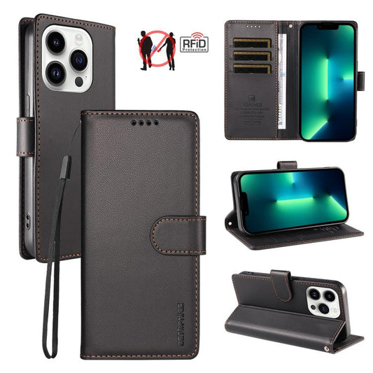 BETOPNICE Pearlescent RFID Vegan Leather Phone Case with Strap, For iPhone 13 Pro Max, For iPhone 13 Pro, For iPhone 12 / 12 Pro, For iPhone 12 Pro Max