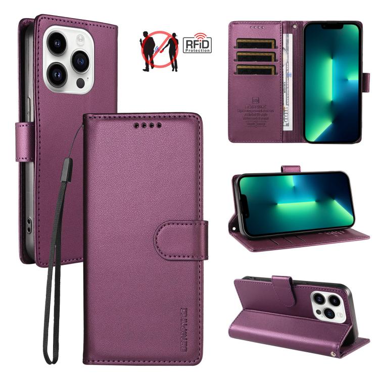 BETOPNICE Pearlescent RFID Vegan Leather Phone Case with Strap, For iPhone 13 Pro Max, For iPhone 13 Pro, For iPhone 12 / 12 Pro, For iPhone 12 Pro Max