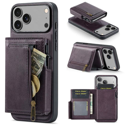 Fierre Shann Oil Wax Vegan Leather Magnetic Card Holder Back Phone Case, For iPhone 18 Pro / 17 Pro, For iPhone 18 Pro Max / 17 Pro Max, For iPhone 17e / 16e, For iPhone 17
