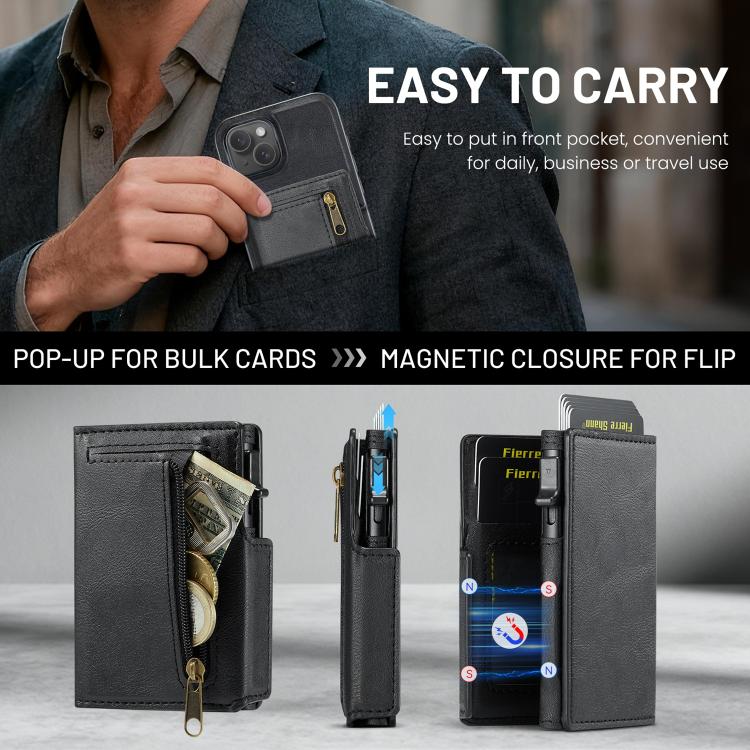 Fierre Shann Oil Wax Vegan Leather Magnetic Card Holder Back Phone Case, For iPhone 15, For iPhone 14 / 13, For iPhone 14 Pro, For iPhone 14 Pro Max