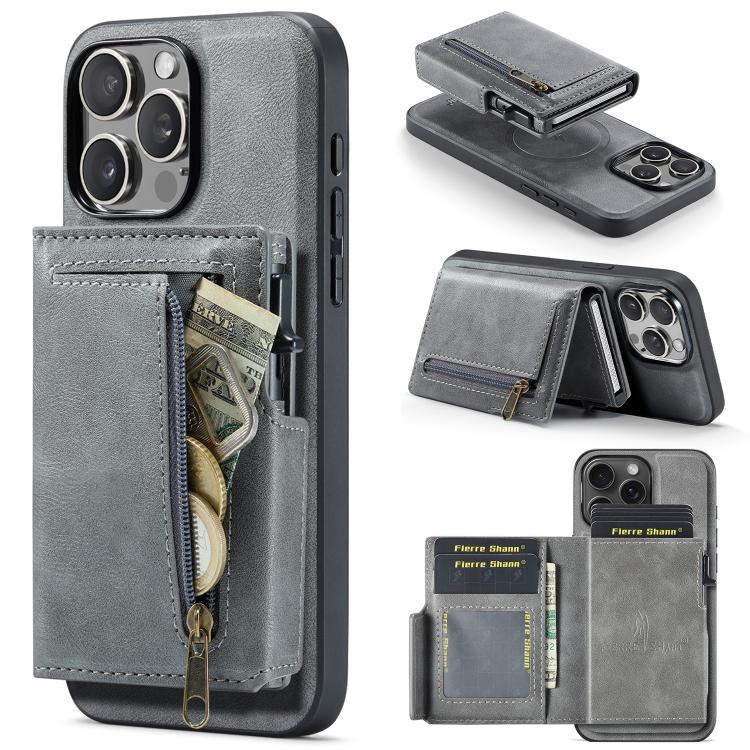 Fierre Shann Oil Wax Vegan Leather Magnetic Card Holder Back Phone Case, For iPhone 15, For iPhone 14 / 13, For iPhone 14 Pro, For iPhone 14 Pro Max