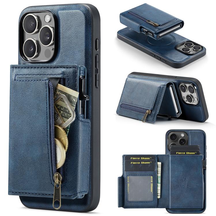 Fierre Shann Oil Wax Vegan Leather Magnetic Card Holder Back Phone Case, For iPhone 15, For iPhone 14 / 13, For iPhone 14 Pro, For iPhone 14 Pro Max