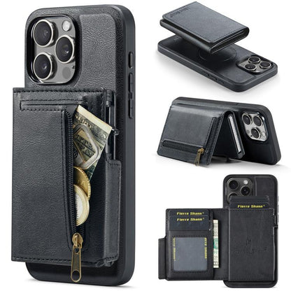 Fierre Shann Oil Wax Vegan Leather Magnetic Card Holder Back Phone Case, For iPhone 15, For iPhone 14 / 13, For iPhone 14 Pro, For iPhone 14 Pro Max