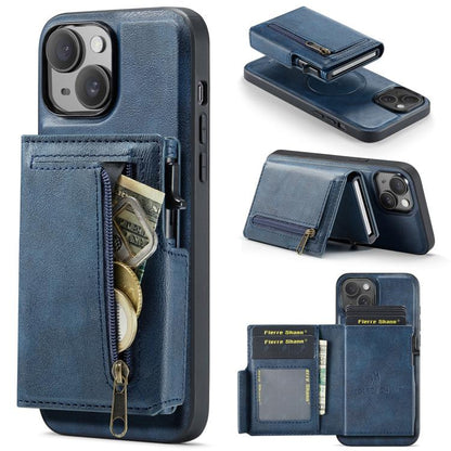 Fierre Shann Oil Wax Vegan Leather Magnetic Card Holder Back Phone Case, For iPhone 15, For iPhone 14 / 13, For iPhone 14 Pro, For iPhone 14 Pro Max