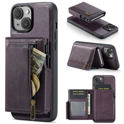 Fierre Shann Oil Wax Vegan Leather Magnetic Card Holder Back Phone Case, For iPhone 15, For iPhone 14 / 13, For iPhone 14 Pro, For iPhone 14 Pro Max